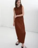 Erle Pleated Dress - Brown3