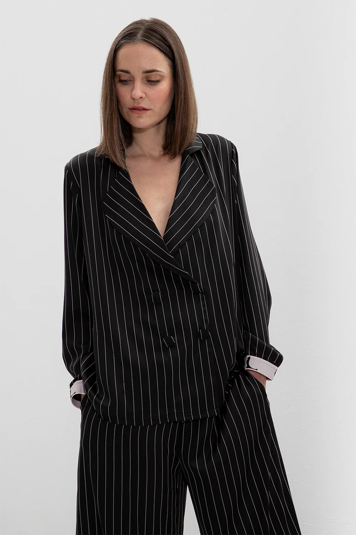 Striped PJ Jacket - Black & White