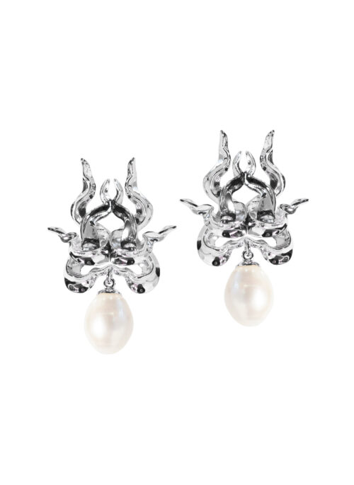 LAMBENT PEARL EARRINGS – RHODIUM