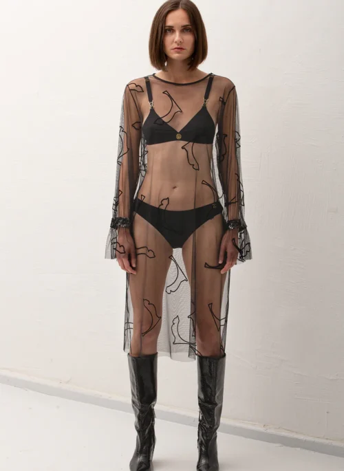 Havana Velvet Cat Tulle Dress - Black