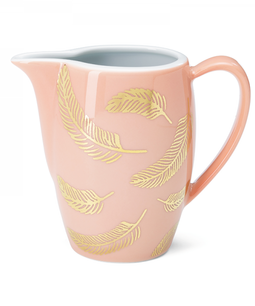 Pink creamer with gold feathers