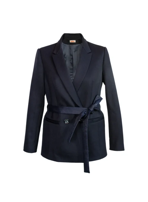 SAARA Fitted Wool Jacket - Dark Blue
