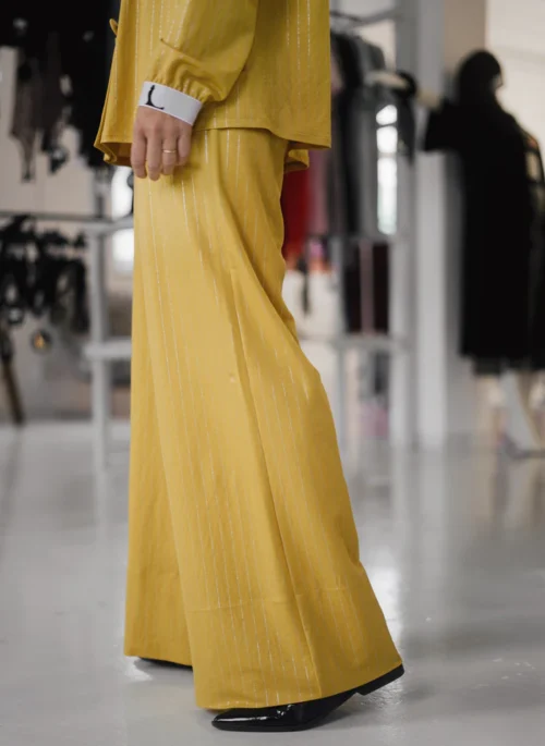 Upcycled - Lurex Striped PJ Trousers - Yellow