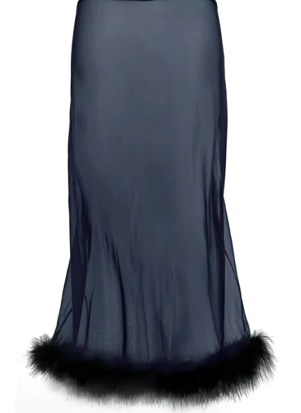 Harriet Marabou Mesh Skirt - Navy