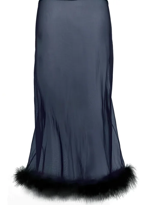 Harriet Marabou Mesh Skirt - Navy