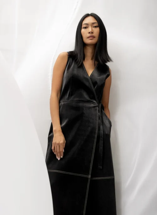 HART Snake Patterned Wrap Dress - Shiny Black