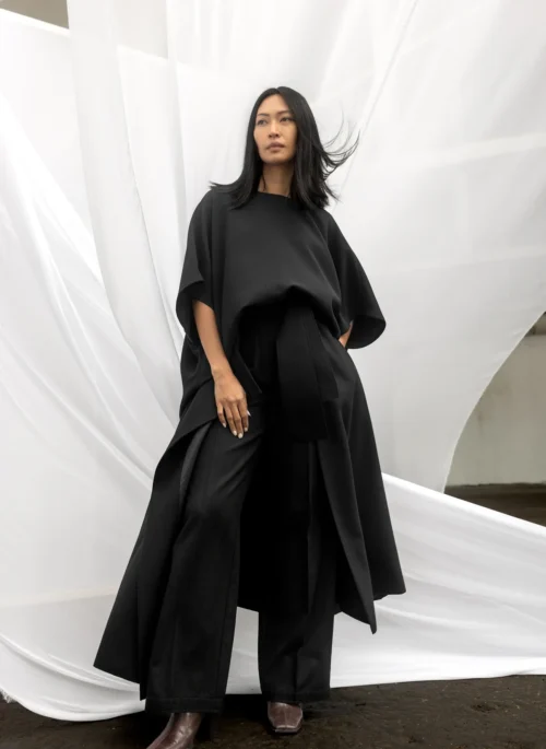 KARA Wool Wrap Skirt - Black