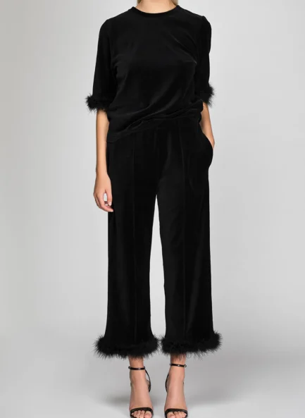 Anett Velour Trousers - Black