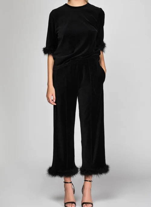 Anett Velour Trousers - Black