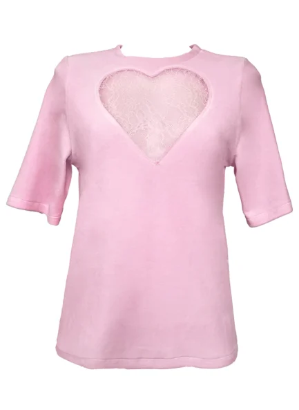 Heart Velour T-shirt - Pink