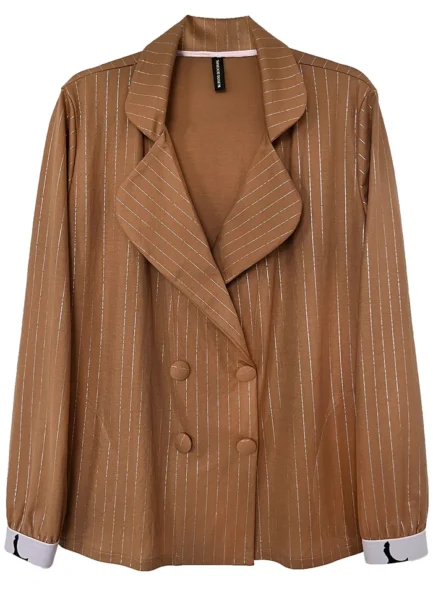 Lurex Striped PJ Jacket - Brown