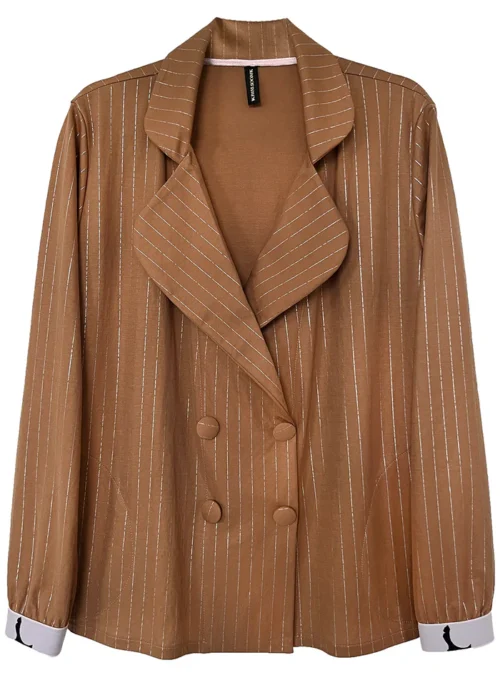 Lurex Striped PJ Jacket - Brown