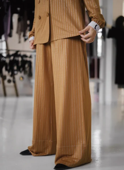 Lurex Striped PJ Trousers - Brown