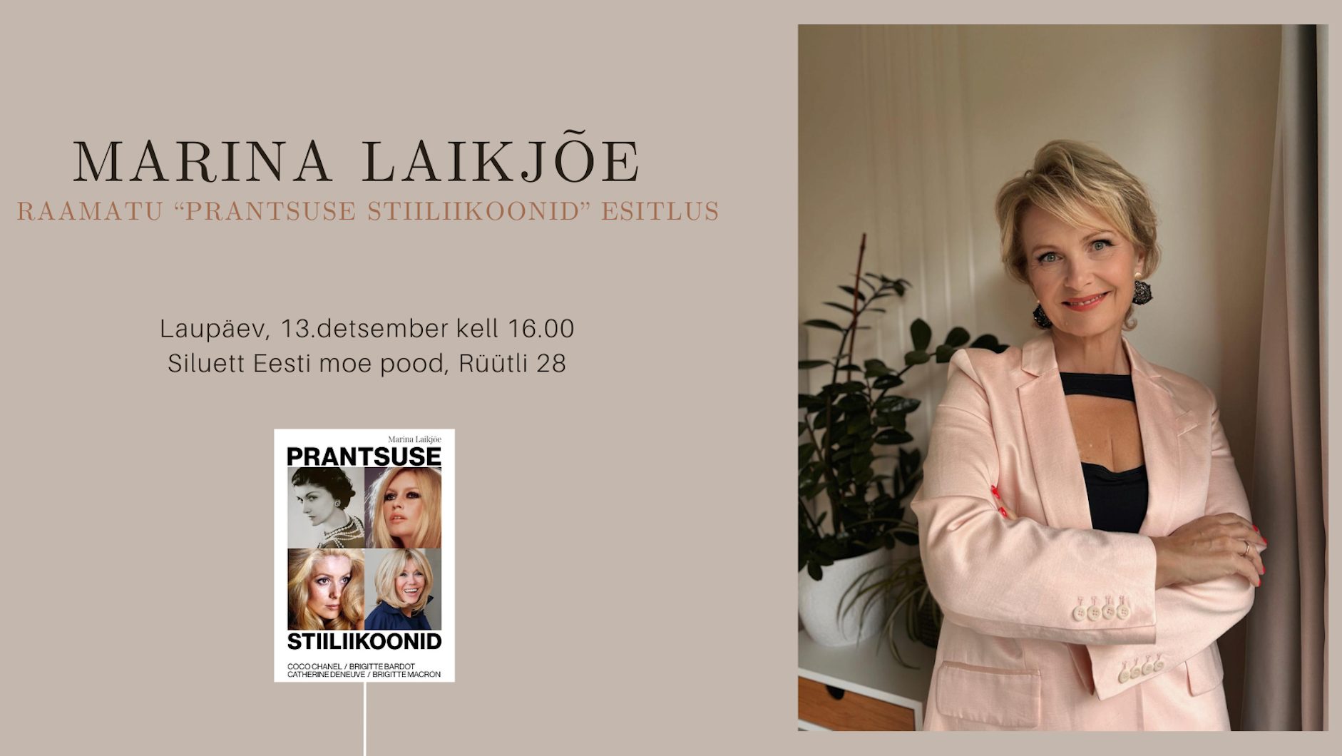 Marina Laikjõe raamatuesitlus Prantsuse stiiliikoonid Pärnus Siluett poes