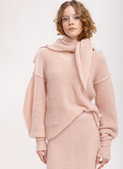 Mohäärist Aino sall - Heleroosa