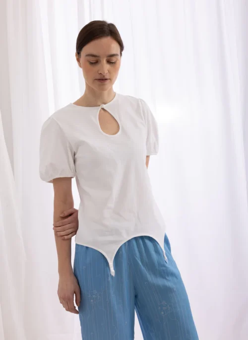 Anna Polo Suspender T-shirt - White