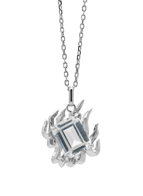 SIDPA CLEAR GEM NECKLACE – RHODIUM VERMEIL