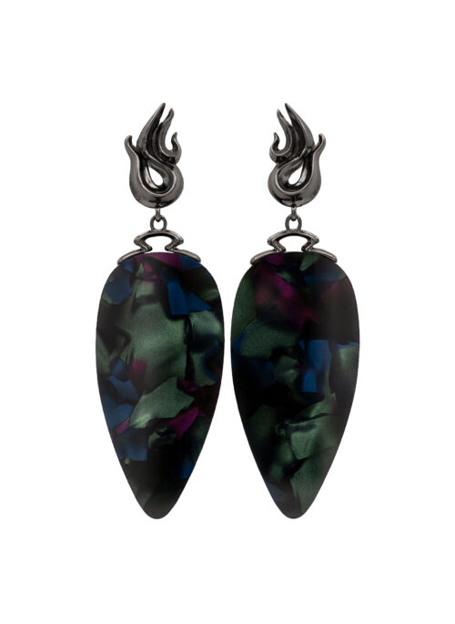 CHÖNYI EARRINGS – DARK COSMIC DROP – BLACK VERMEIL