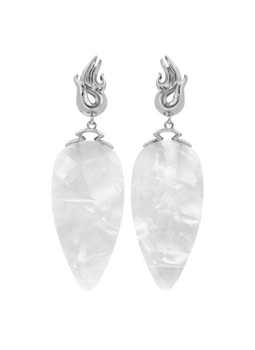 CHÖNYI EARRINGS – PEARLY DROP – RHODIUM VERMEIL