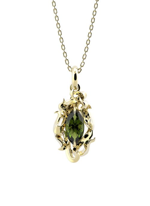 SCORCH OLIVE GEM NECKLACE – RHODIUM VERMEIL