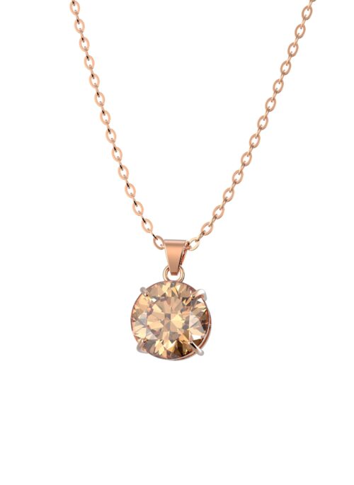 SOLITAIRE DIAMOND SILVER NECKLACE – CHAMPAGNE